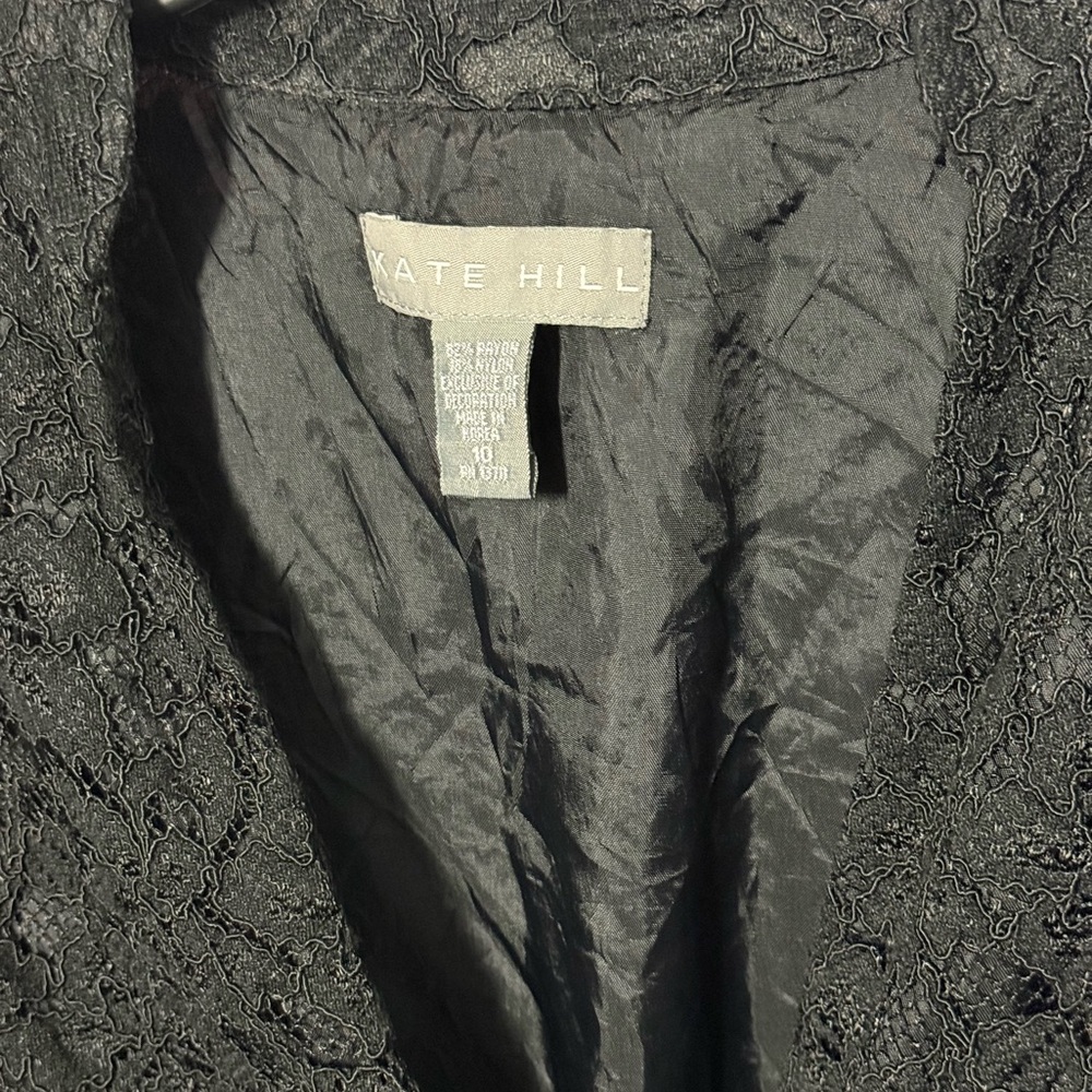 Kate Hill Black Lace Shirt Jacket Snap Button Blouse Size 10 - Picture 5 of 5